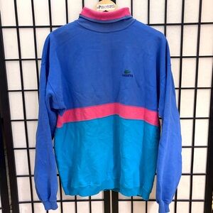 IZOD Lacoste Vintage Blue & Pink Colorblock Turtleneck Retro Preppy Sweatshirt L